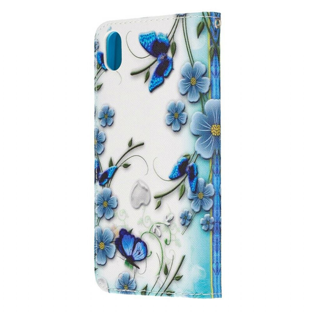 Flip Case Für Xiaomi Redmi 7A Mit Kordel String King Schmetterlinge
