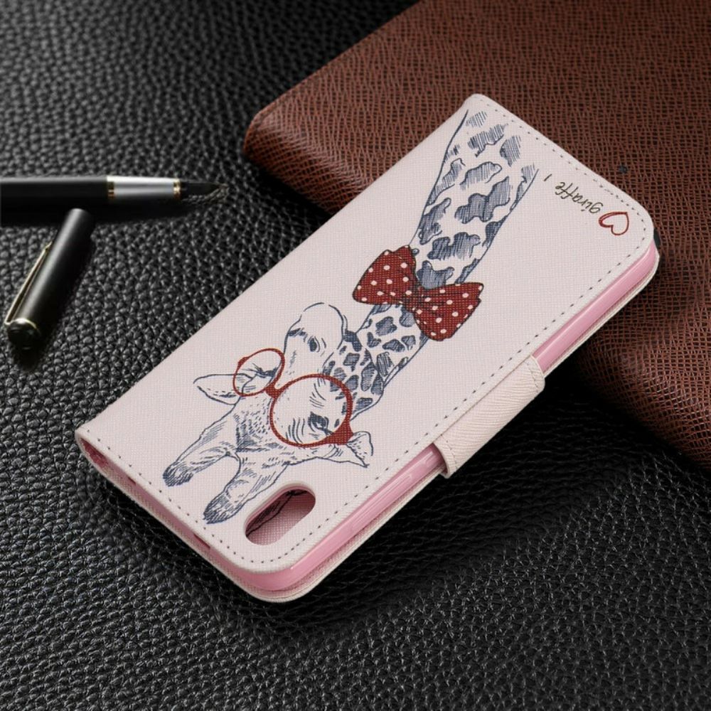 Flip Case Für Xiaomi Redmi 7A Nerdige Giraffe