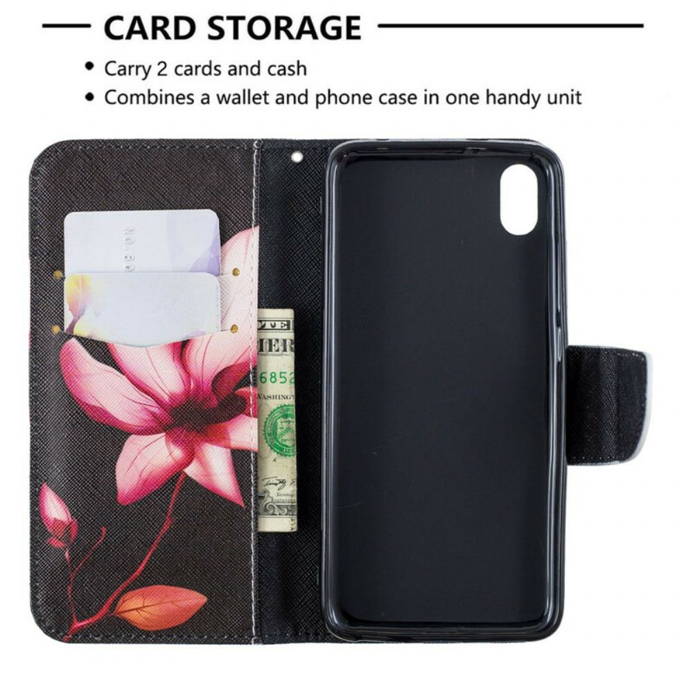 Flip Case Für Xiaomi Redmi 7A Rosa Blume