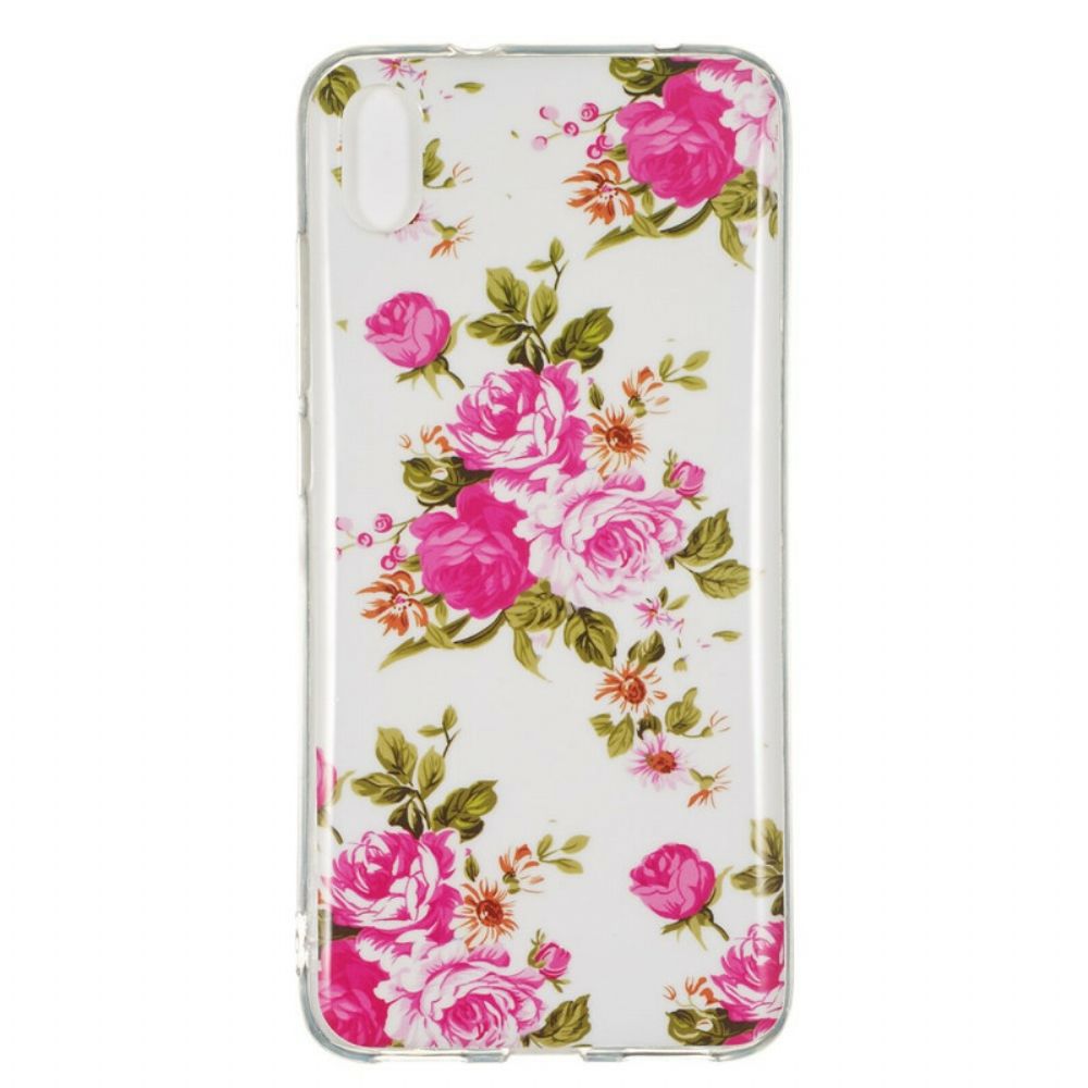 Handyhülle Für Xiaomi Redmi 7A Fluoreszierende Freiheitsblumen