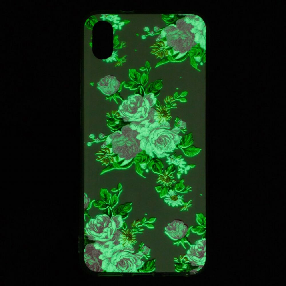 Handyhülle Für Xiaomi Redmi 7A Fluoreszierende Freiheitsblumen