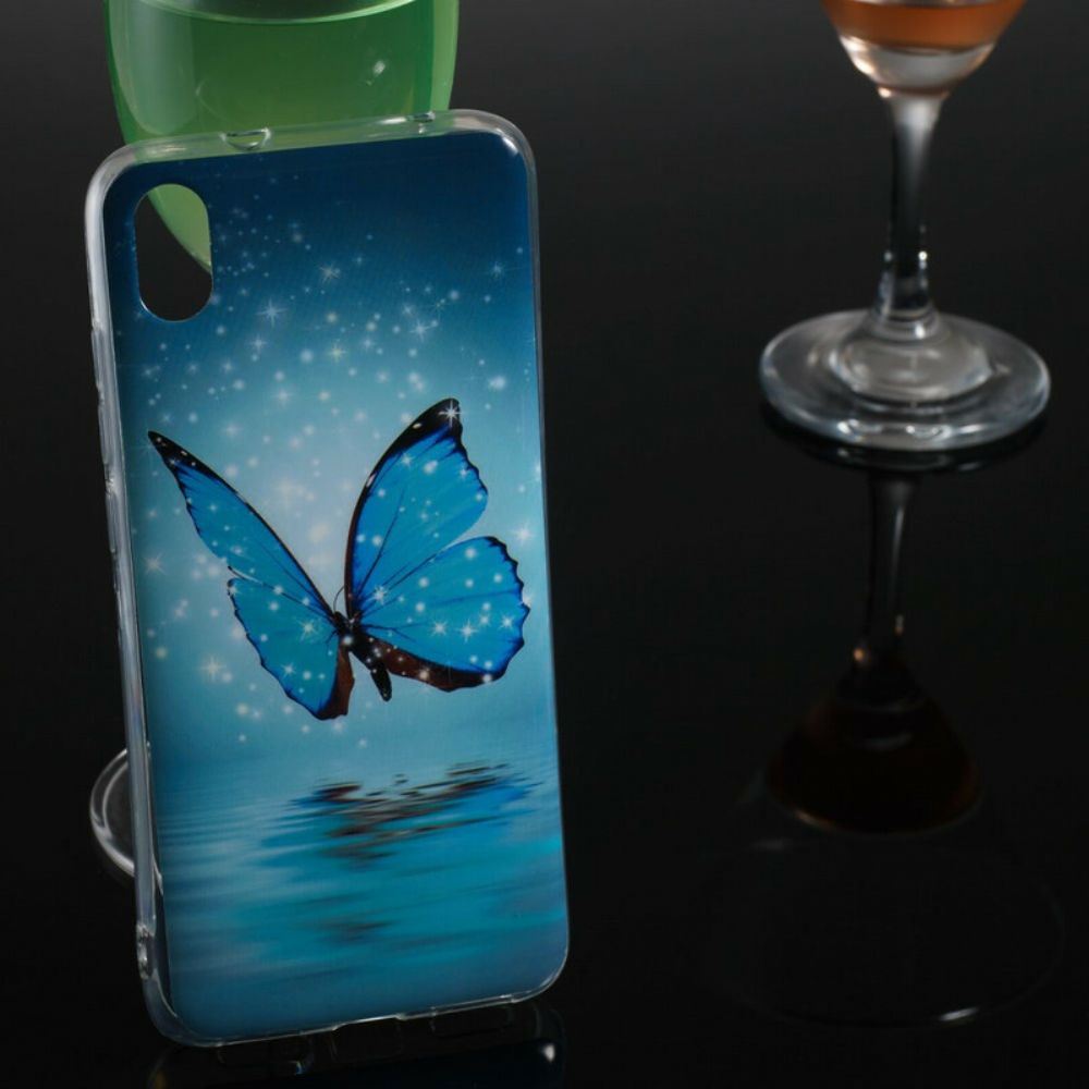 Hülle Für Xiaomi Redmi 7A Fluoreszierender Blauer Schmetterling
