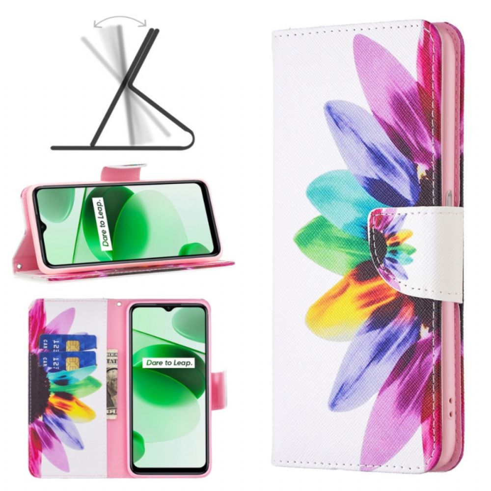 Lederhüllen Für Realme C35 Aquarell Blume