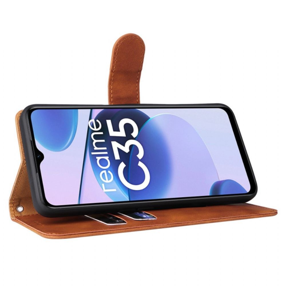 Lederhüllen Für Realme C35 Mit Kordel Hautgefühl Riemchen