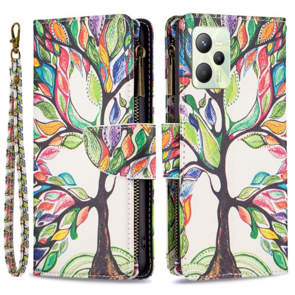 Lederhüllen Für Realme C35 Mit Kordel Strap Tree Reißverschlusstasche