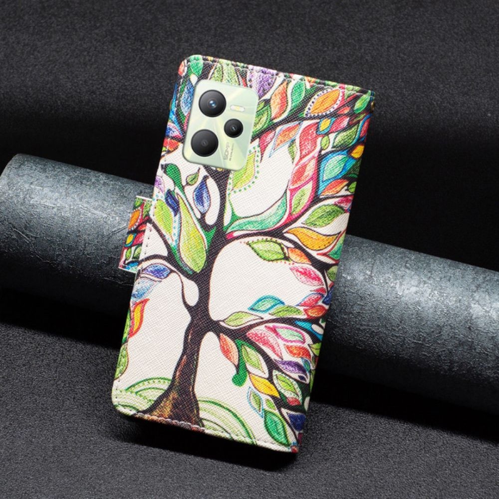 Lederhüllen Für Realme C35 Mit Kordel Strap Tree Reißverschlusstasche