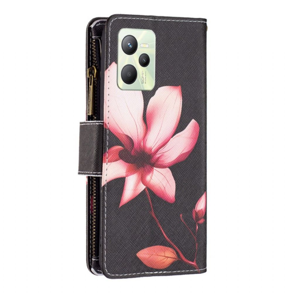 Lederhüllen Für Realme C35 Mit Kordel Tasche Mit Blumenriemen Und Reißverschluss