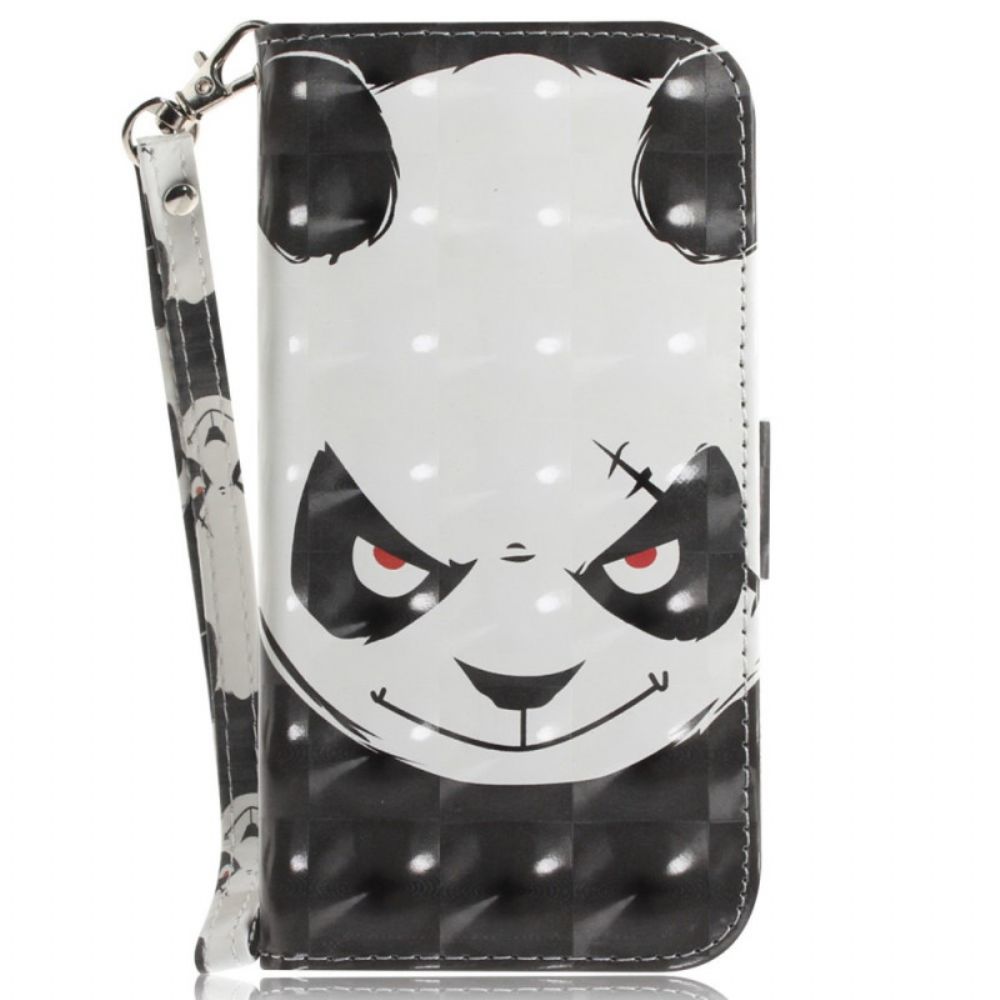 Lederhüllen Für Realme C35 Mit Kordel Wütender Panda Mit Riemen