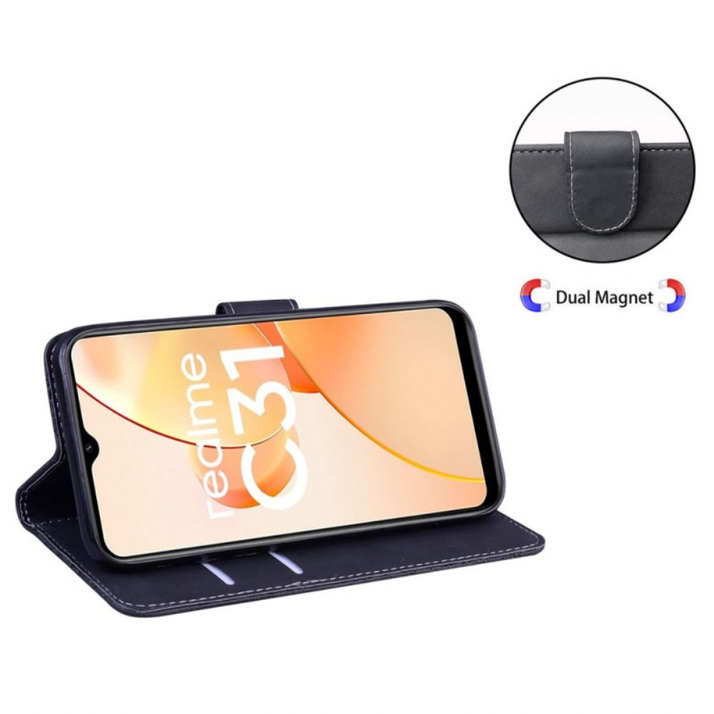 Lederhüllen Für Realme C35 Schmetterlingshaut-touch