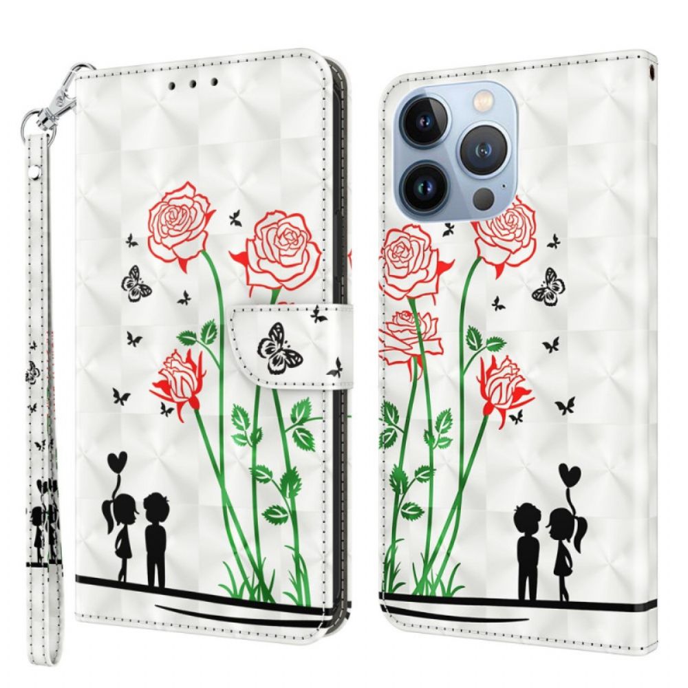 Flip Case Für iPhone 14 Pro Mit Kordel Tanga Love Löwenzahn