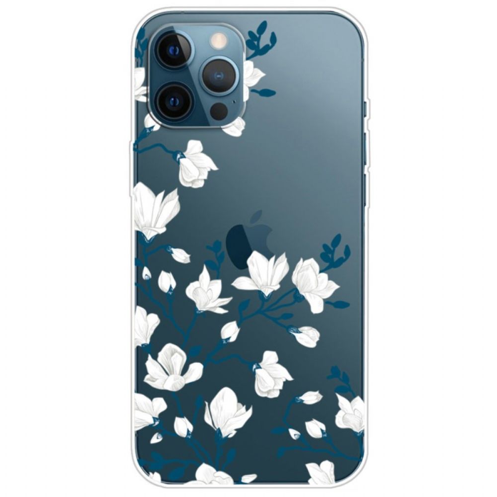 Hülle Für iPhone 14 Pro Transparente Weiße Blumen