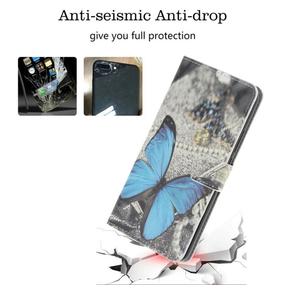 Flip Case Für Huawei Nova 5T / Honor 20 Blauer Schmetterling