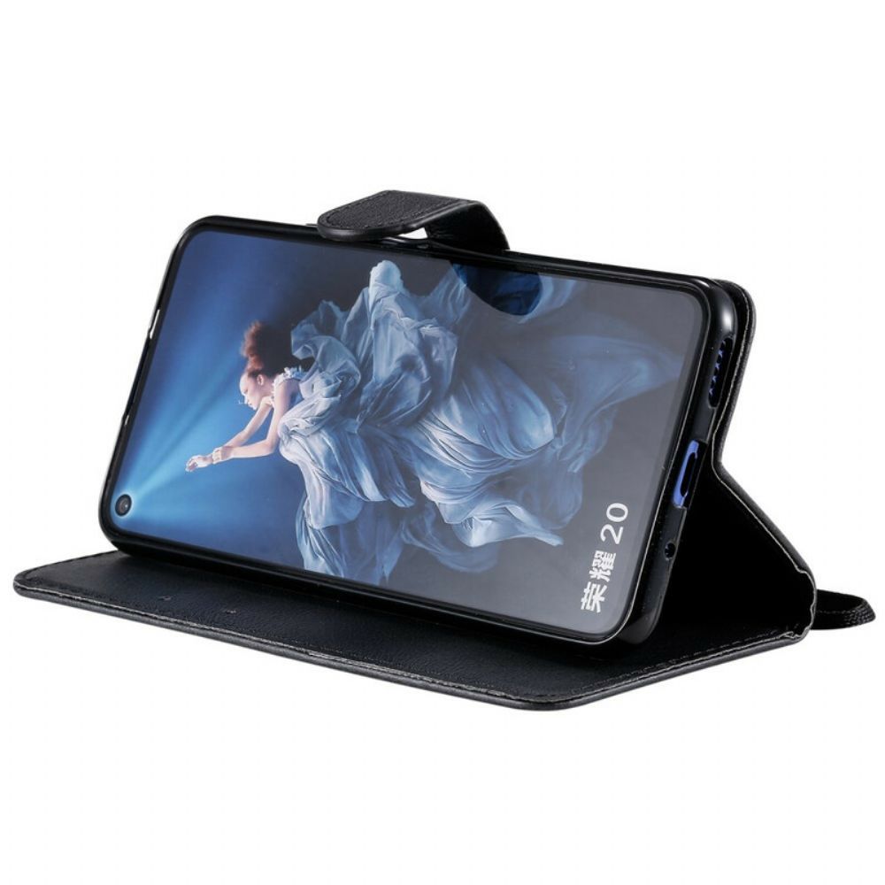 Lederhüllen Für Huawei Nova 5T / Honor 20 Mit Kordel Armband In Lederoptik