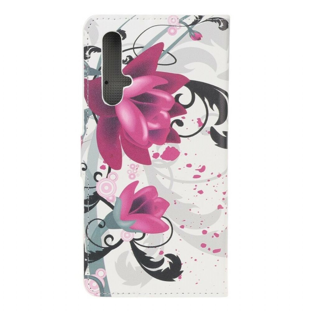 Lederhüllen Für Huawei Nova 5T / Honor 20 Tropische Blumen