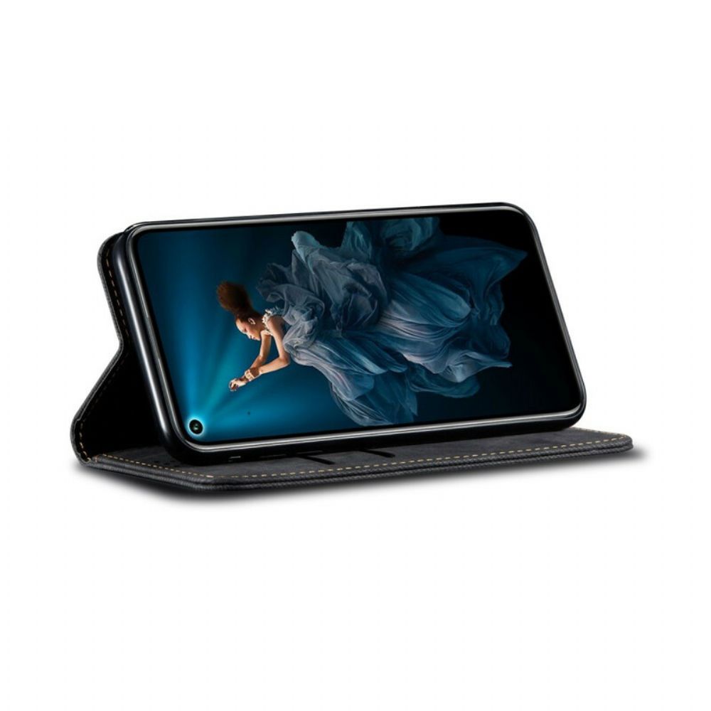 Schutzhülle Für Huawei Nova 5T / Honor 20 Flip Case Jeans-textur Aus Lederimitat