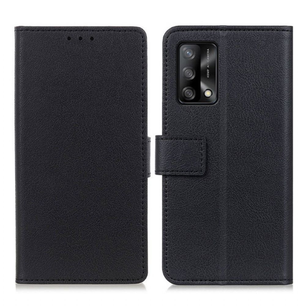 Flip Case Für Oppo A74 4G Einfacher Glänzender Ledereffekt