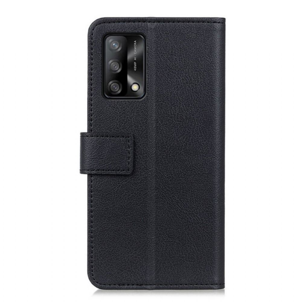 Flip Case Für Oppo A74 4G Einfacher Glänzender Ledereffekt
