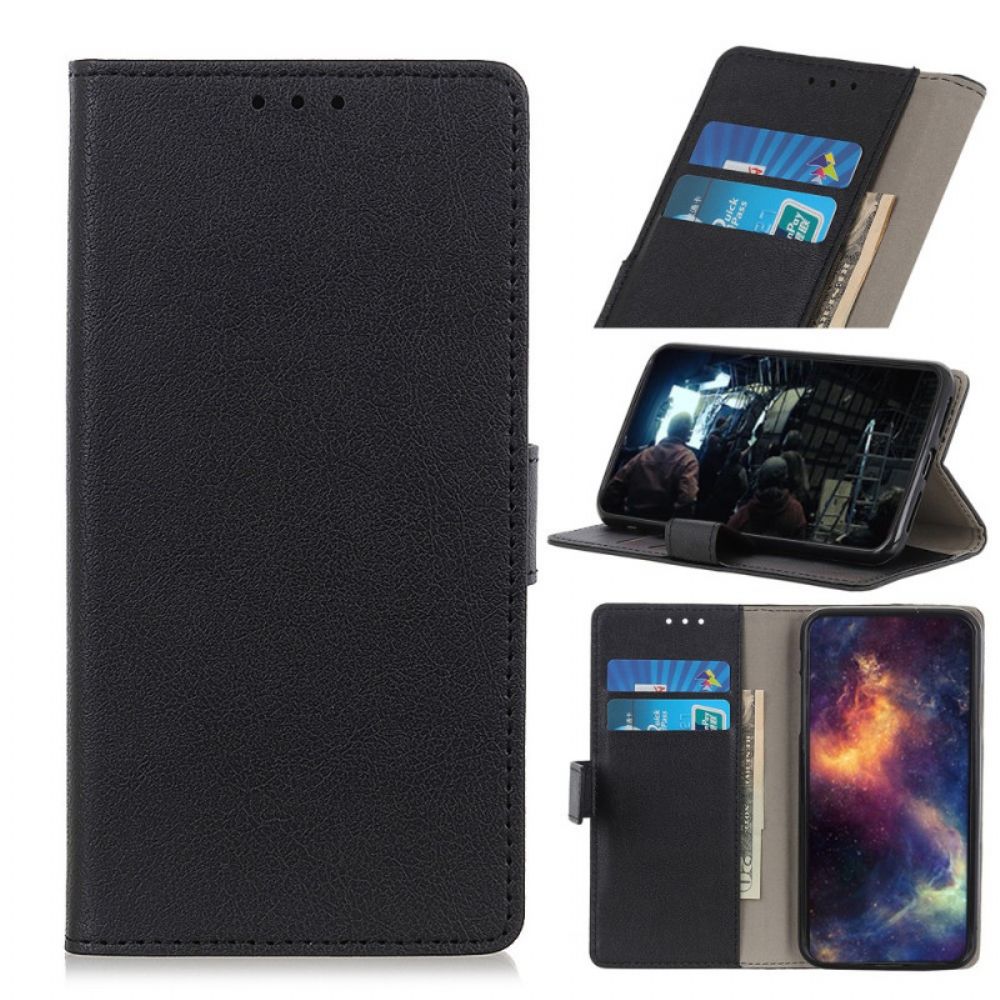 Flip Case Für Oppo A74 4G Einfacher Glänzender Ledereffekt