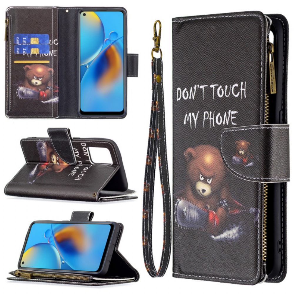 Lederhüllen Für Oppo A74 4G Bärentasche Mit Reißverschluss