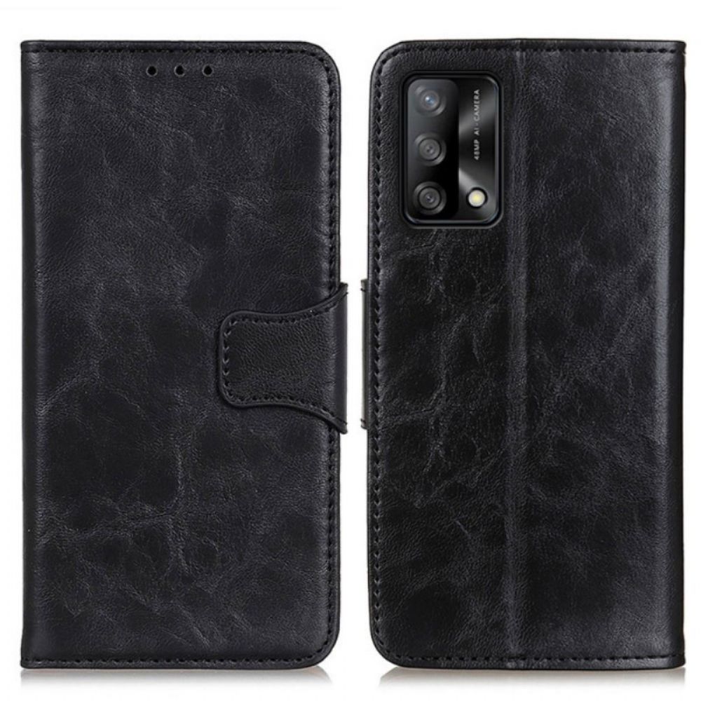 Lederhüllen Für Oppo A74 4G Wendeverschluss Aus Spaltleder