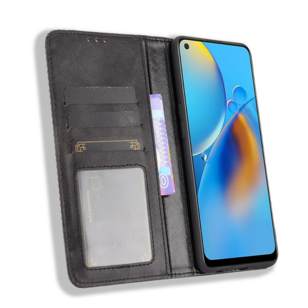 Schutzhülle Für Oppo A74 4G Flip Case Gestylter Vintage-leder-effekt