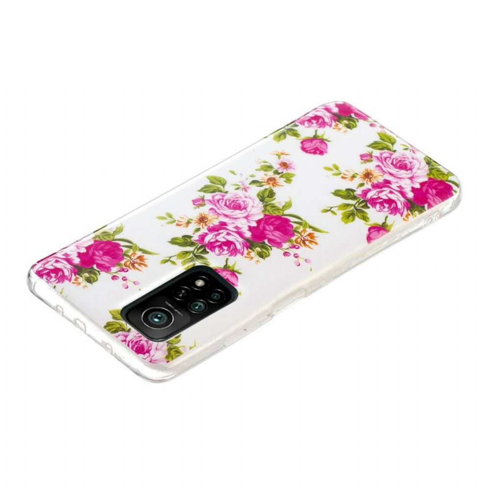 Handyhülle Für Xiaomi Mi 10T / 10T Pro Fluoreszierende Freiheitsblumen