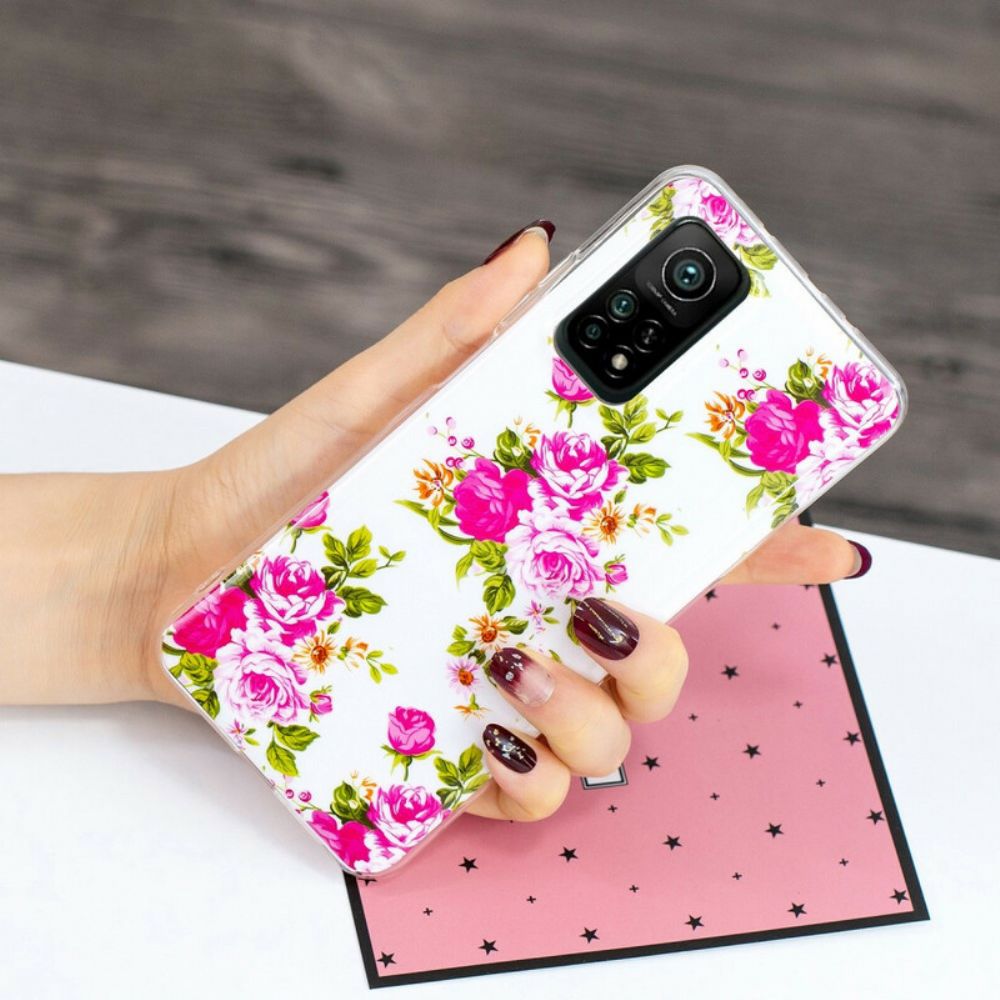 Handyhülle Für Xiaomi Mi 10T / 10T Pro Fluoreszierende Freiheitsblumen