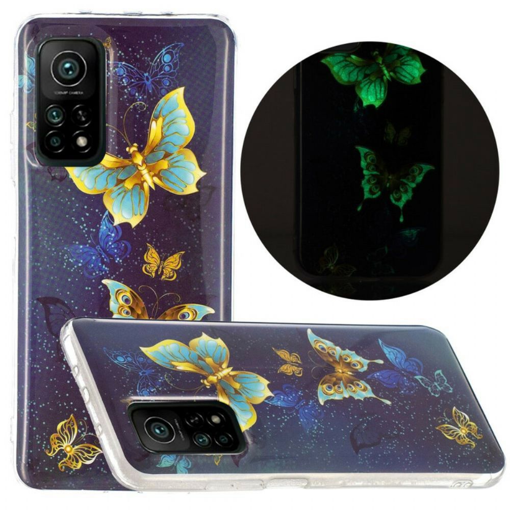 Handyhülle Für Xiaomi Mi 10T / 10T Pro Fluoreszierende Schmetterlingsserie