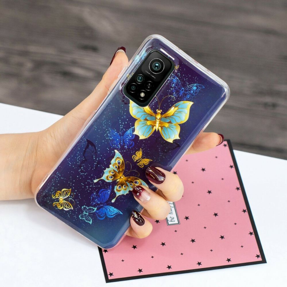 Handyhülle Für Xiaomi Mi 10T / 10T Pro Fluoreszierende Schmetterlingsserie