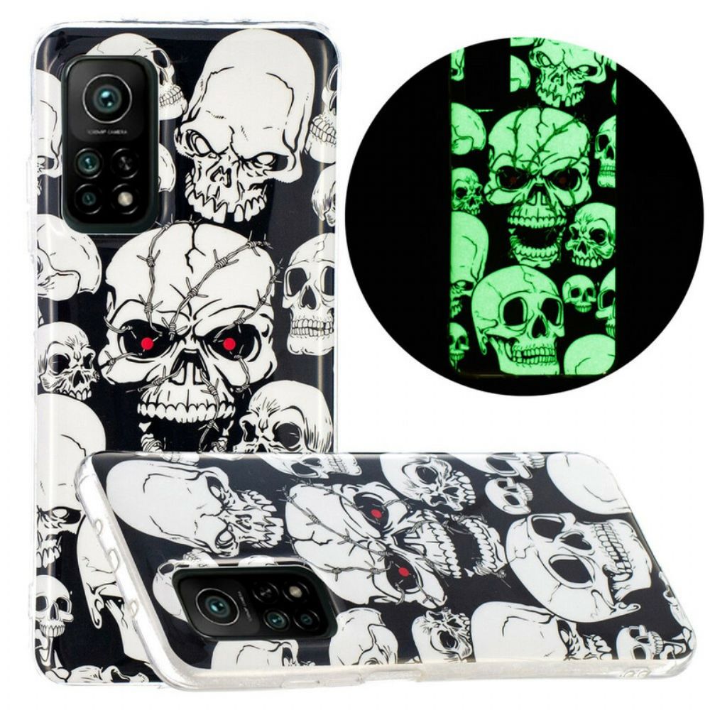 Hülle Für Xiaomi Mi 10T / 10T Pro Vorsicht Vor Fluoreszierenden Schädeln