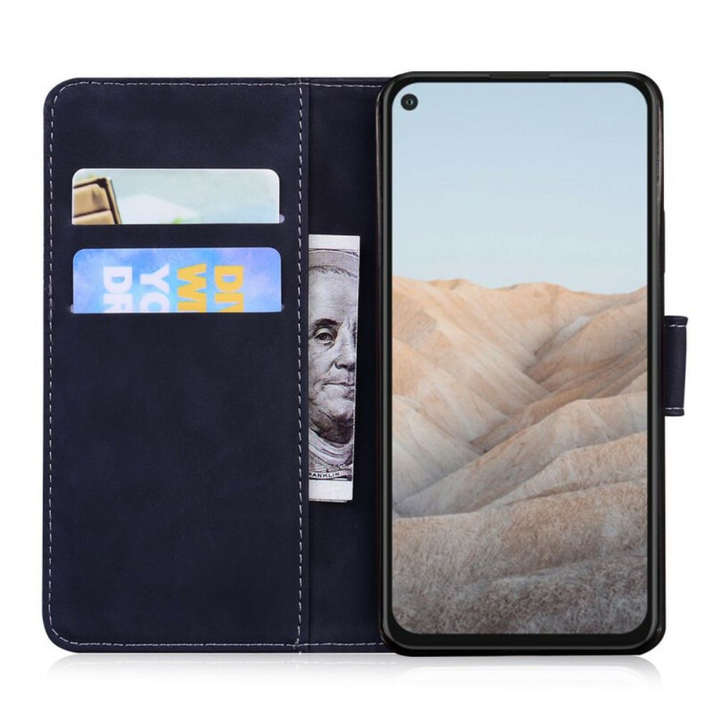 Flip Case Für Google Pixel 5A Einfarbiger Ledereffekt