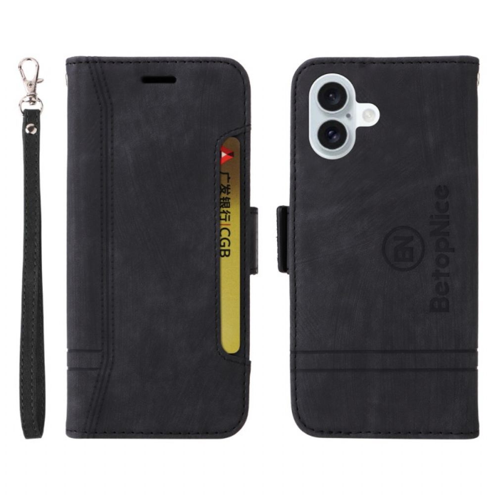 Lederhüllen Für iPhone 16 Plus Betopnice Kartenhalter Vorne