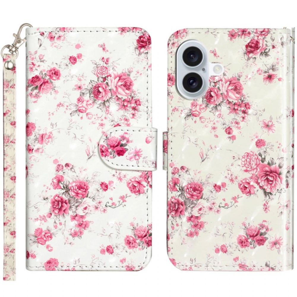 Lederhüllen iPhone 16 Plus Handyhülle Riemenrosen
