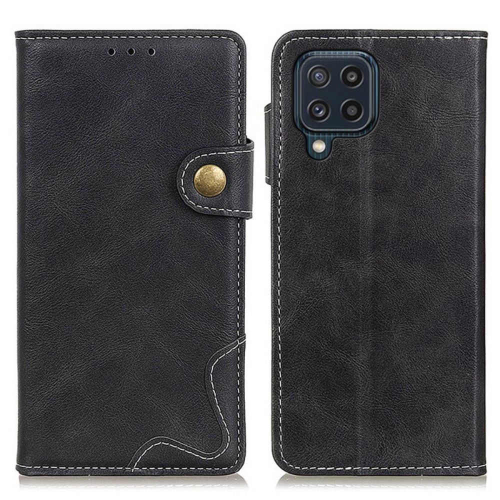 Flip Case Für Samsung Galaxy M32 Künstlerische Knöpfe Und Nähte