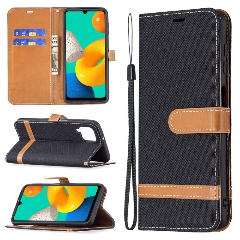 Flip Case Für Samsung Galaxy M32 Mit Kordel Armband In Stoff- Und Lederoptik