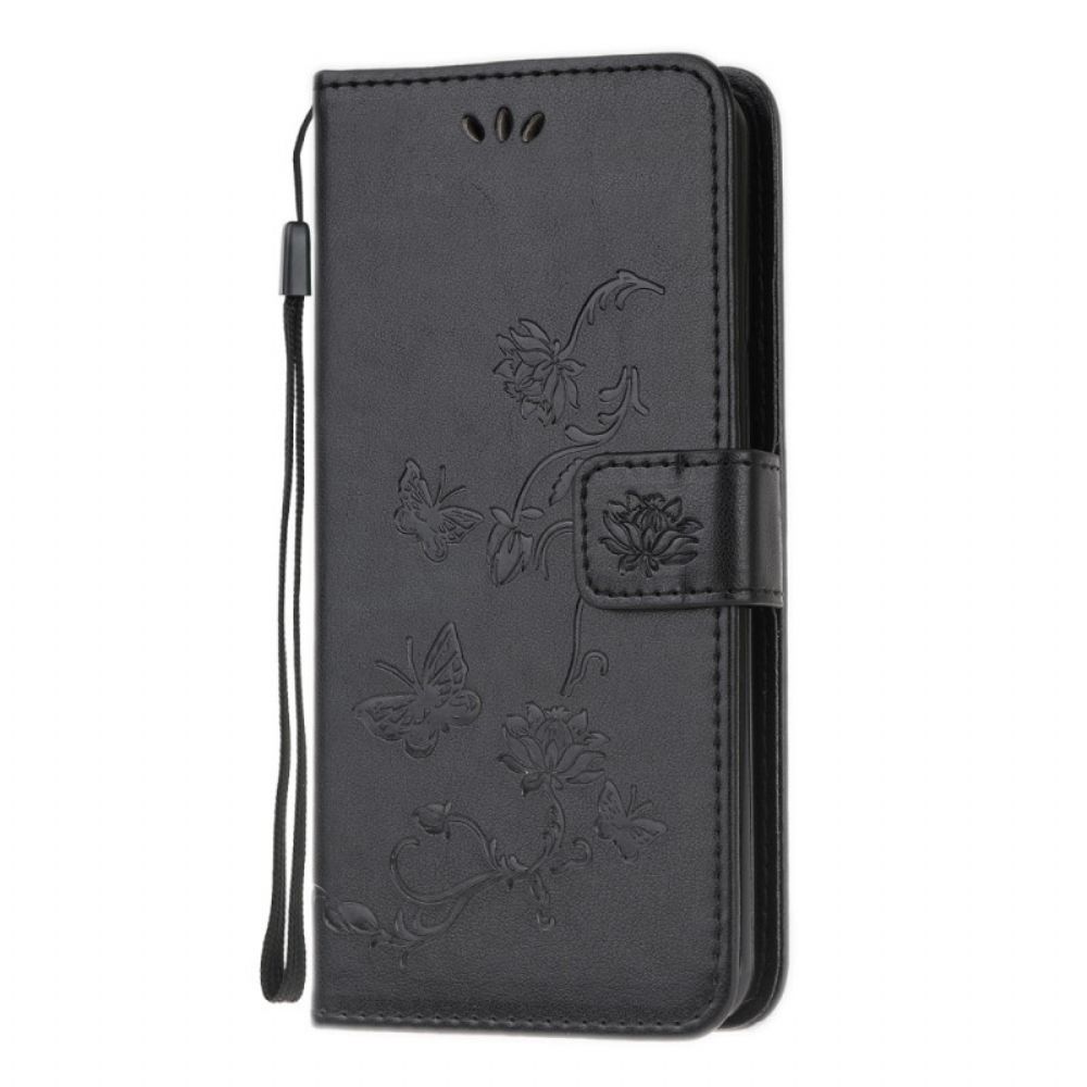 Flip Case Für Samsung Galaxy M32 Mit Kordel Stringblumen