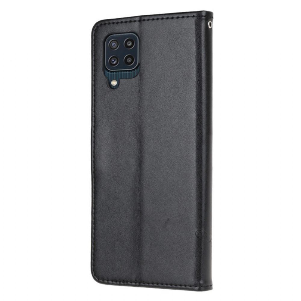 Flip Case Für Samsung Galaxy M32 Mit Kordel Stringblumen