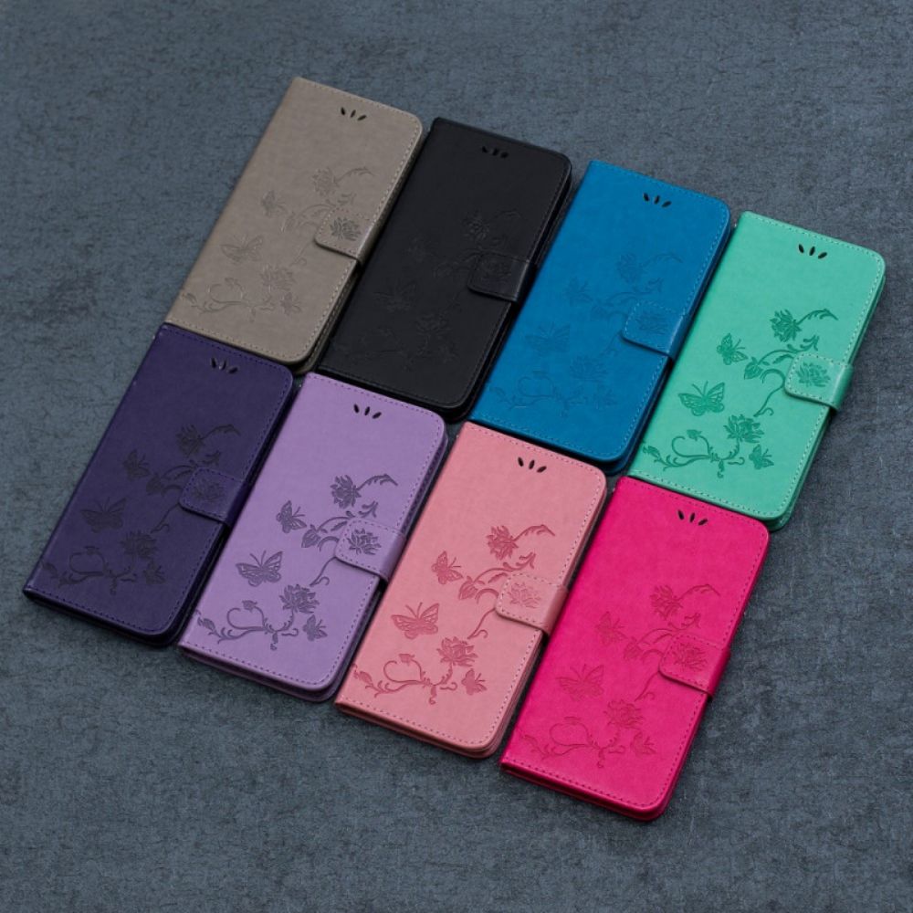 Flip Case Für Samsung Galaxy M32 Mit Kordel Stringblumen