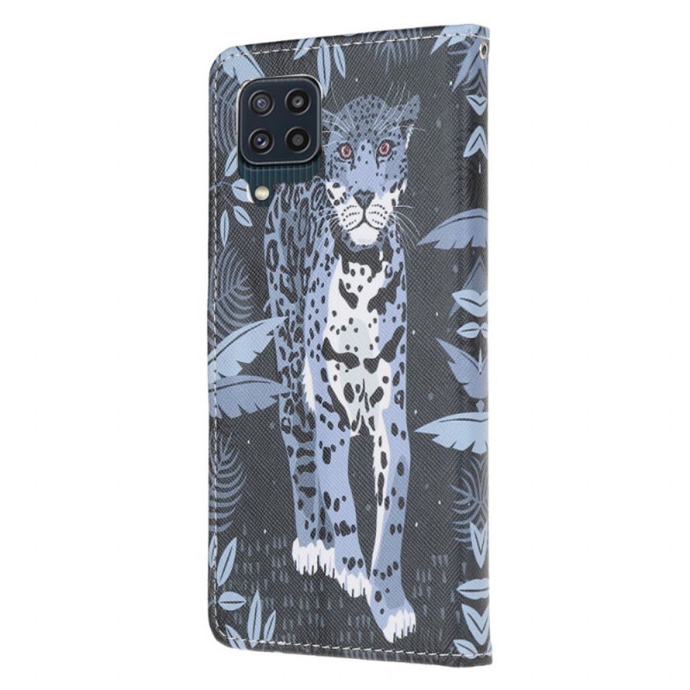 Flip Case Für Samsung Galaxy M32 Mit Kordel Tanga Leopard