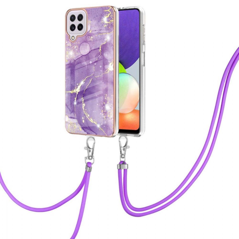 Hülle Für Samsung Galaxy M32 Mit Kordel Zu Kordel Marmordesign