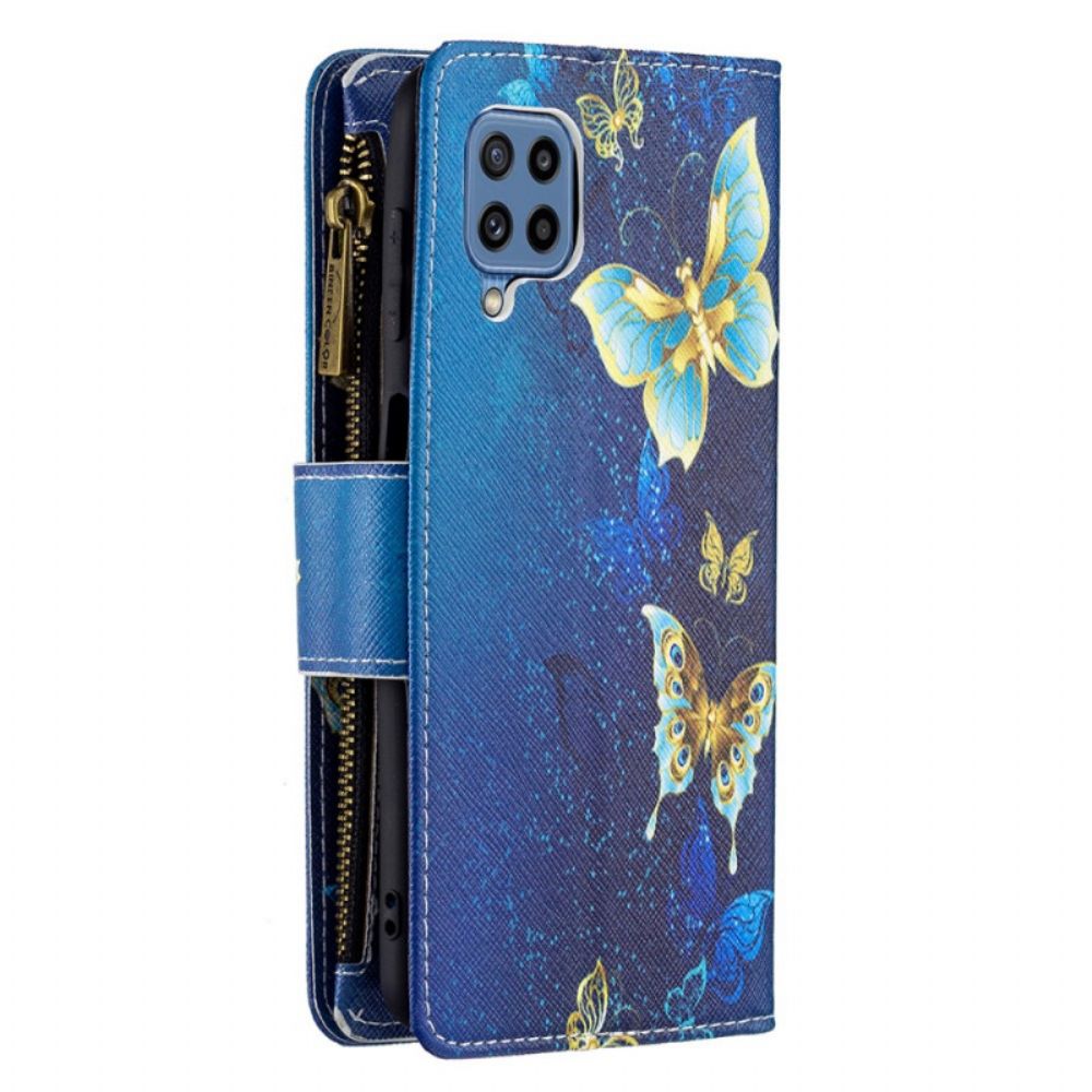 Lederhüllen Für Samsung Galaxy M32 Butterfly-reißverschlusstasche