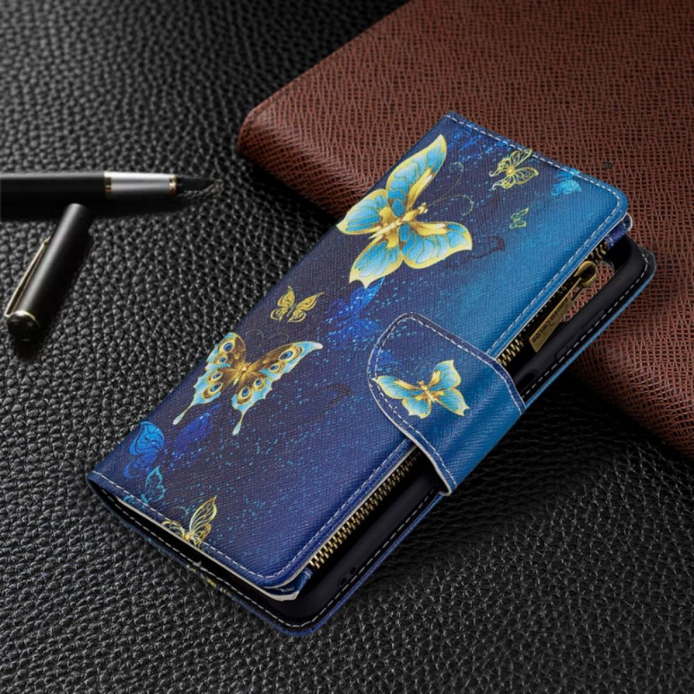 Lederhüllen Für Samsung Galaxy M32 Butterfly-reißverschlusstasche