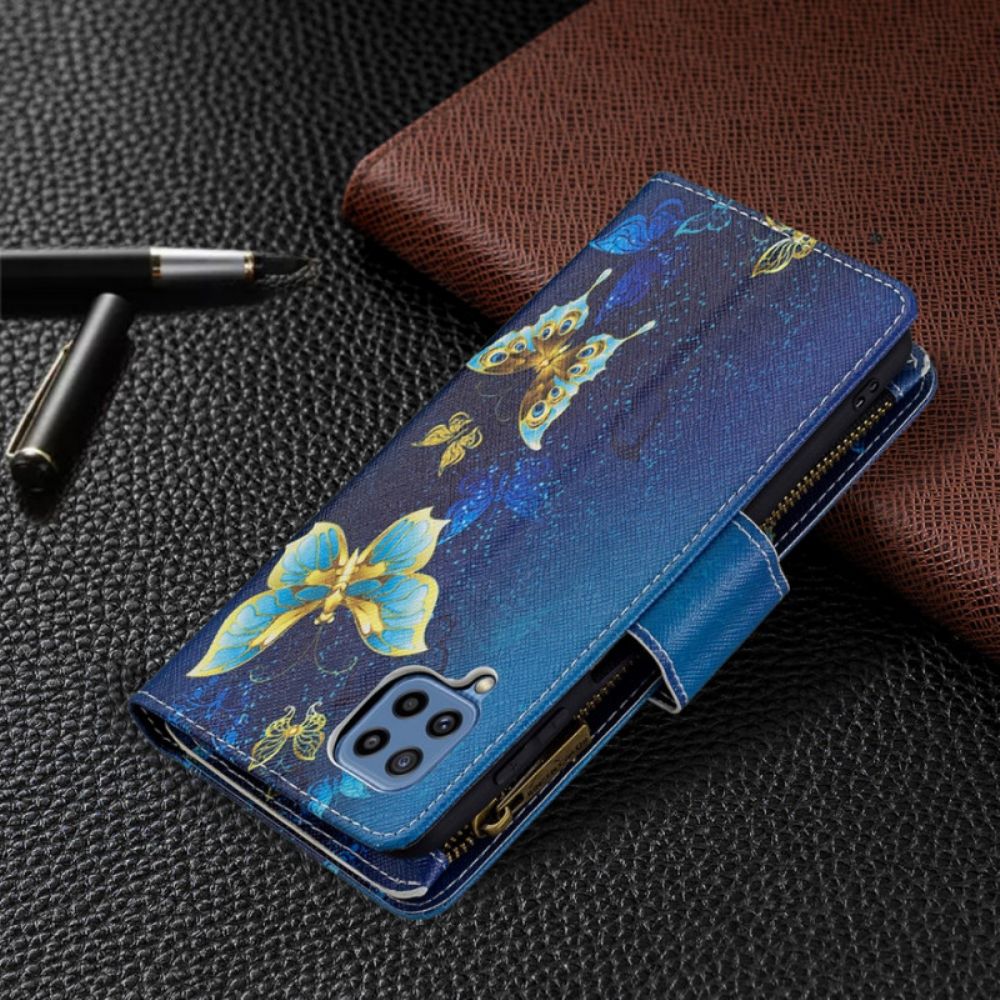 Lederhüllen Für Samsung Galaxy M32 Butterfly-reißverschlusstasche