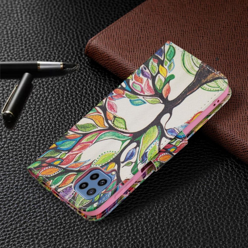 Lederhüllen Für Samsung Galaxy M32 Farbiger Baum