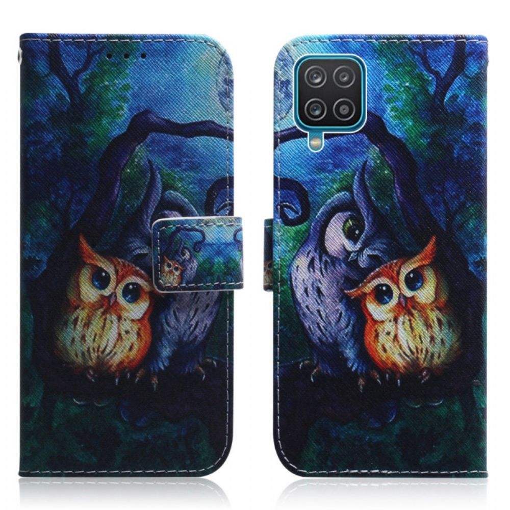 Lederhüllen Für Samsung Galaxy M32 Gemälde Von Eulen