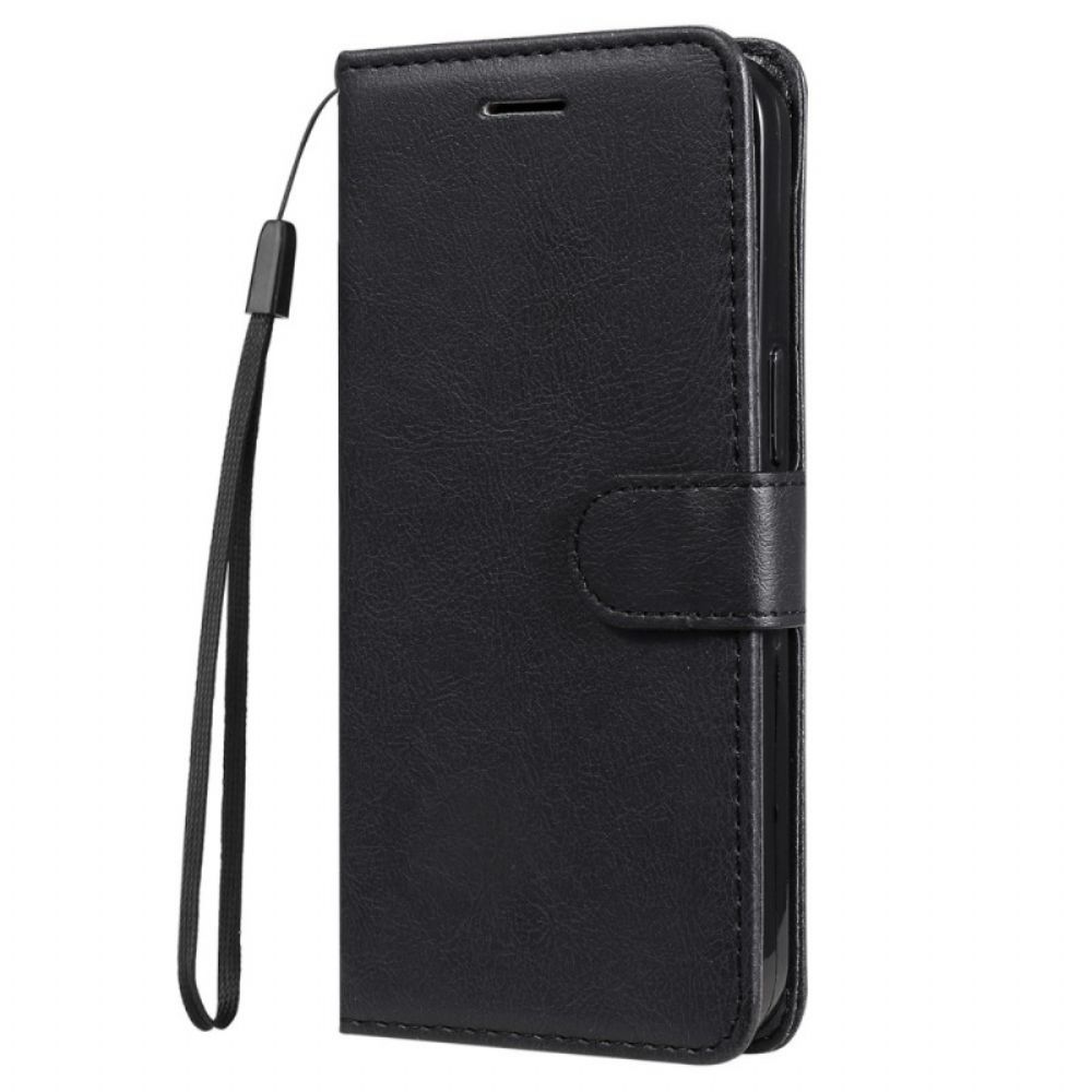 Lederhüllen Für Samsung Galaxy M32 Mit Kordel Armband Der Einfarbigen Serie