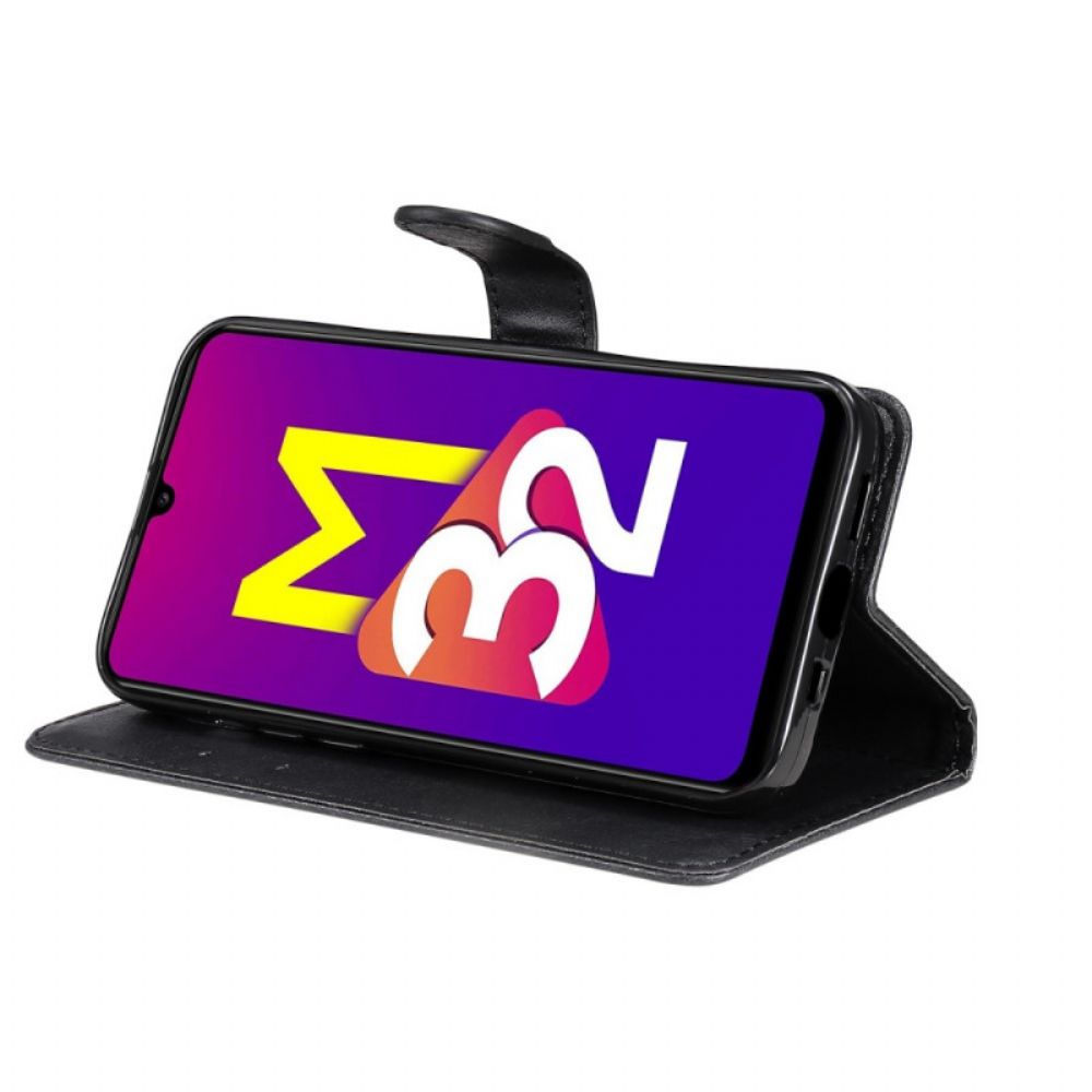 Lederhüllen Für Samsung Galaxy M32 Mit Kordel Armband Der Einfarbigen Serie