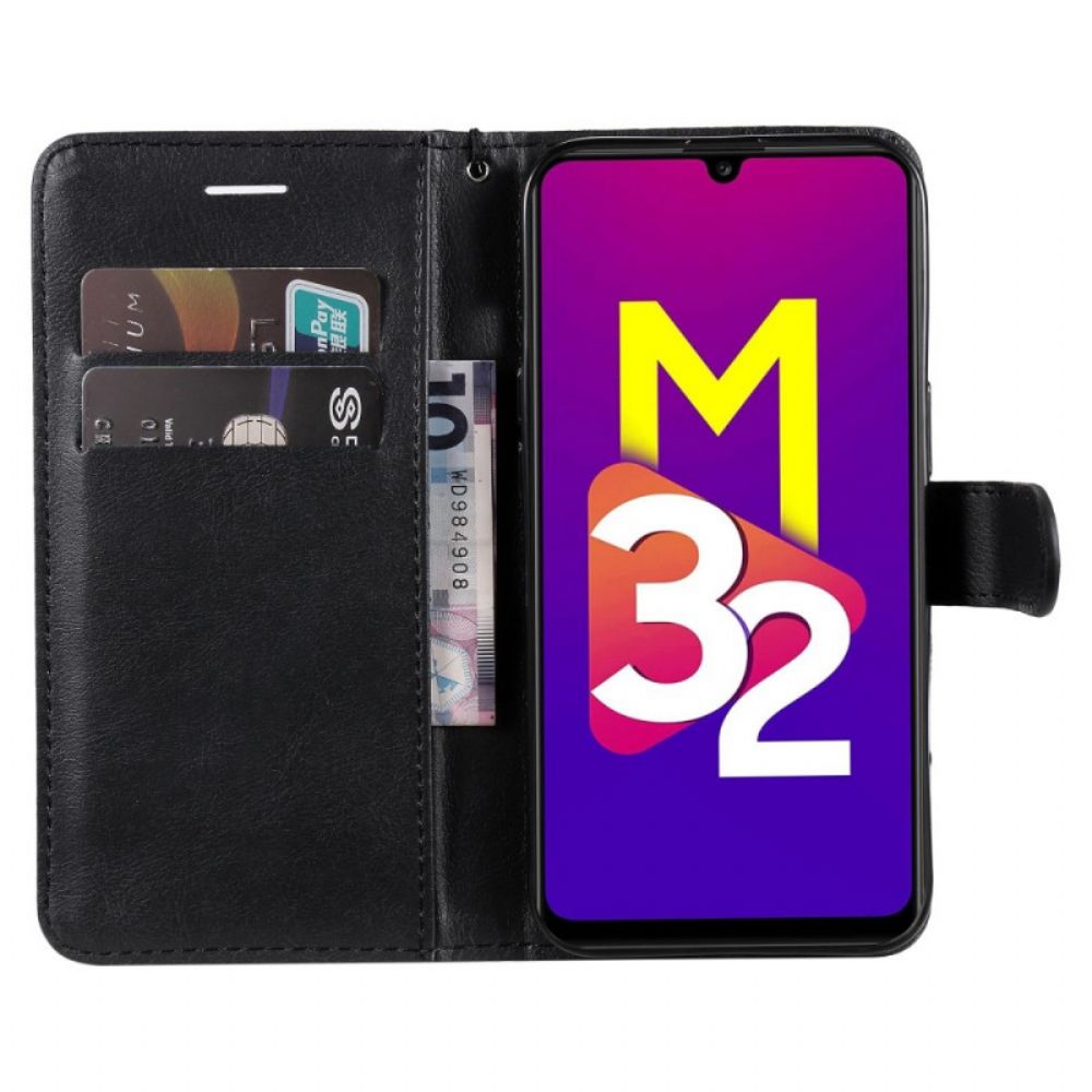 Lederhüllen Für Samsung Galaxy M32 Mit Kordel Armband Der Einfarbigen Serie