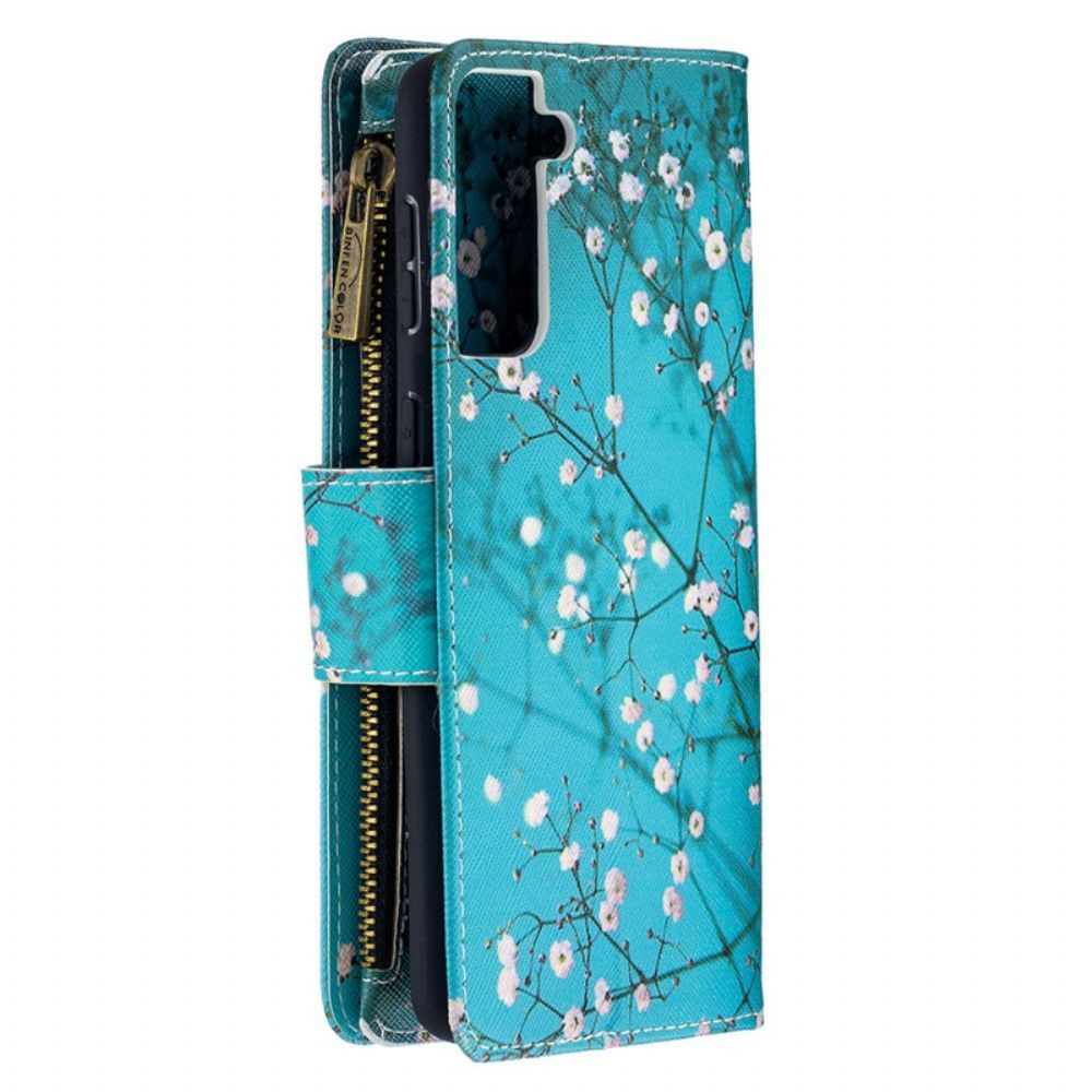 Flip Case Für Samsung Galaxy S21 Plus 5G Reißverschlusstasche Mit Baum