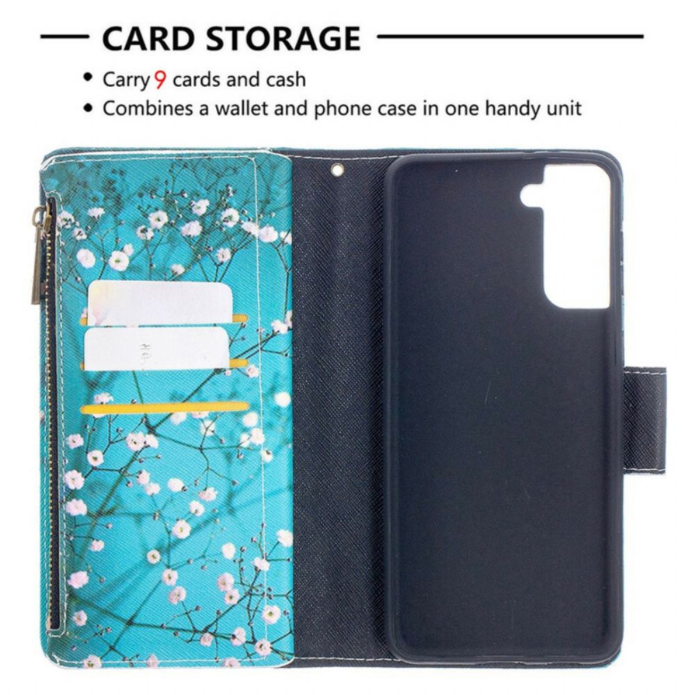 Flip Case Für Samsung Galaxy S21 Plus 5G Reißverschlusstasche Mit Baum